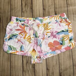 Hurley Multicolor Floral Elastic Waist Pull Drawstring Shorts Women’s Size L